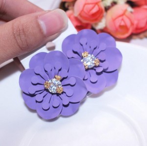 Latest Product European Style Crystal Pearl Multi Layer Flower Petal Custom Earring