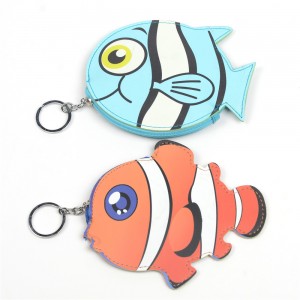 WENZHE Animal leather Clownfish Shaped Coin Purse With Keyring