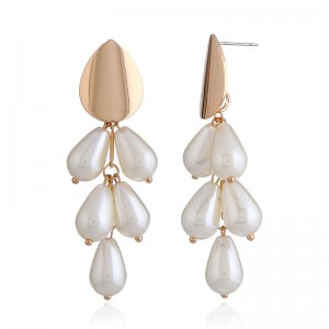 New women fashion earrings long water drop shaped pearl drop earrings