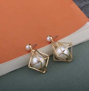 Unique products pearl inlay geometry jewelry women fashion earring