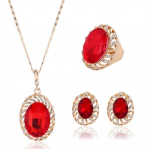 Ruby modern gold jewelry set for wedding geometry bridal jewelry set