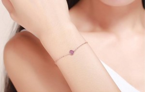 Rose Gold Plated Jewelry Heart Adjustable Bangle Bracelet for Girls