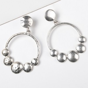 New Arrival Silver Plated Geometric Circle Drop Earring