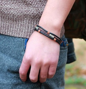 Punk jewelry accessory men delicate vintage leather wrap bracelet