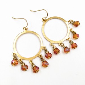 New Latest Design Gold Circles Glass Beads Tassel Dangle Earring For Women