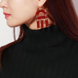 New exaggerated personality geometry enamel statement big earrings ladies earrings