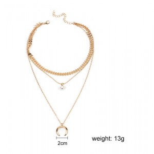 Wholesale Latest Design Multilayer Metal Crescent Pendant Choker Wedding Accessory Necklace