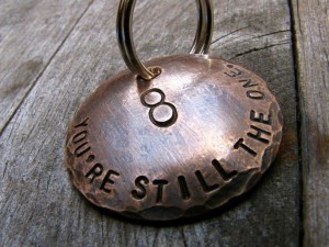 Custom Anniversary Keychain – Bronze Anniversary Keychain – Eighth Anniversary – Our Eighth – in Bronze