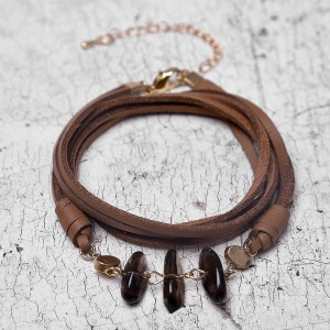 Wholesale DIY Custom Natural Stone Retro Multi-layer Women Leather Bracelet