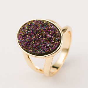 Wholesale Druzy Quartz Ring Round Natural Druzy Agate Stone Ring Women Jewelry