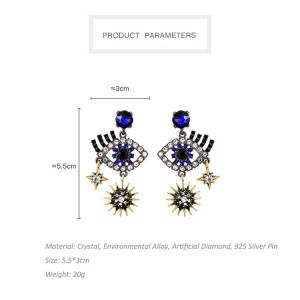 Personality fashion hipster earrings retro diamond devil eye earrings CZ eye gold star stud earring