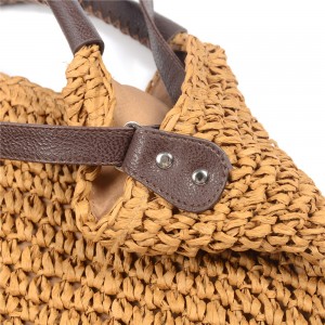 WENZHE Eco-friendly Portable Casual Paper Tote Bag Women Summer Beach Straw Bag Lady Large Rattan Woven Handbag