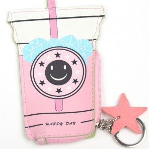 WENZHE Cartoon Women Coin Purses Cute Drink Bottle Leather Pouch Children Wallet Small Bag For Keys