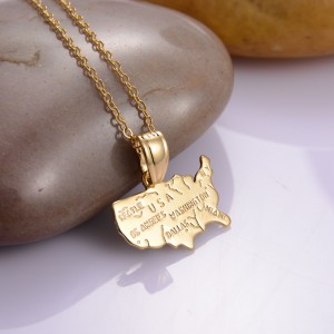 Wholesale USA Map Texas State Map Pendant Chain Necklace Gold Plated Gifts Jewelry
