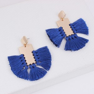 Newest Bohemian Style Geometric Bright Metal Statement Tassel Dangle Earrings Handmade Fashion Jewelry