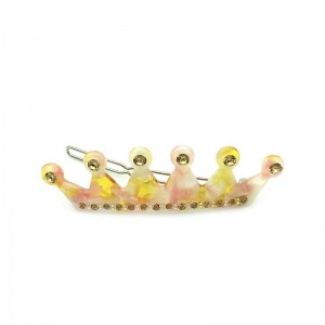 Fashion Pretty Hair Accessories Acrylic Cellulose Acetate Rhinestone Crown Hair Clips For Women/Girls