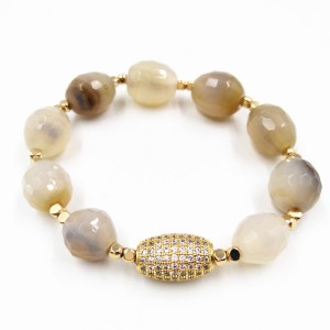 Latest Arrival Crystal Beads Mix Gold Rhinestone Inset Beads Elastic Beaded Bracelet