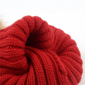 WENZHE Women Girls Leisure Solid Color Knitted Hat Fur Warm Knit Pom Pom Winter Beanies