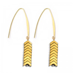 Summer New Hot Trend Colorful Ore Stone Arrow Hook Earrings