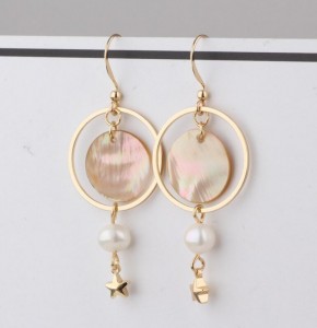 Wedding gift handmade natural shell pearl drop earrings designs for girls