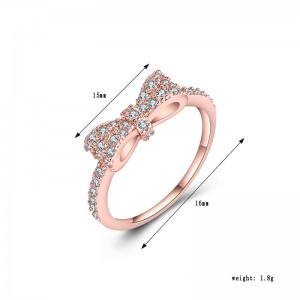 Latest Fashion Diamond Engagement Ring Cubic Zirconia Brass Bow Rings For Women
