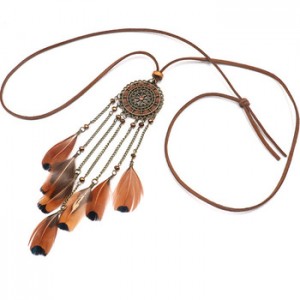 Fashion Feather Necklaces Wholesale Handmade Boho Tassel Necklace