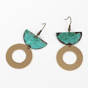 2019 New Trend Jewelry Earring Worn Gold Silver Patina Plated Metal Copper Statement Earrings for Women