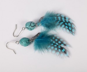 Fashion bohemian jewelry designs new model turquoise feather tassel earrings