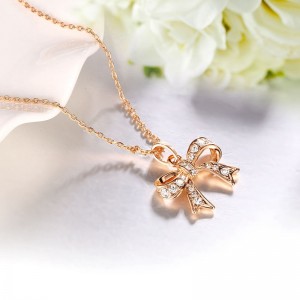 Crystal diamond AAA Zircon Pave Lock Key Pendant Necklace Rose Gold Plating Fashion Jewelry