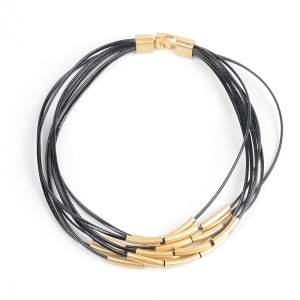 WENZHE New Design Gold Plated Copper Multi-layer Cord Chain Short Necklace