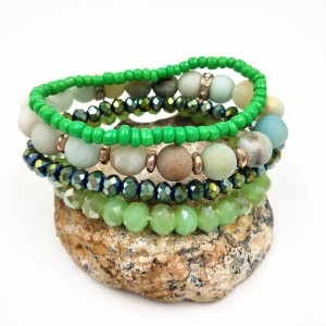 Hot Sell Natural Stone Crystal Bead Bracelet Set Druzy Charm Stone Diy Beads Bracelet Set