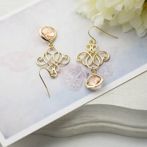 Latest beads design jewelry gold crystal pendant earrings for women