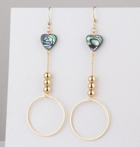 Hot sale fancy custom abalone shell earrings, jewelry popular geometry new designs gold earring