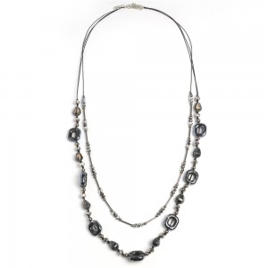 WENZHE Hot Selling Boho Style Beaded Black Cord Long Necklace