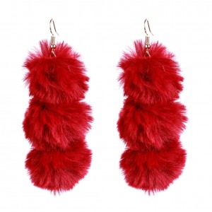 Wholesale Winter Season New Arrival Earrings For Women Fur Ball Pom Pom Earrings