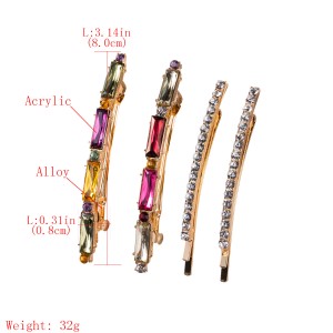 WENZHE New Arrival Resin Acrylic Hair Clip Set Fashion Colorful Crystal Hair Clips For Girls