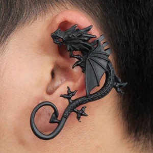 Personality punk wind jewelry no piercings rock exaggerated dragon ear clip