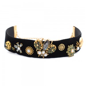 WENZHE New Chic Bee Insect Velvet Choker Necklace Antique Jewellery