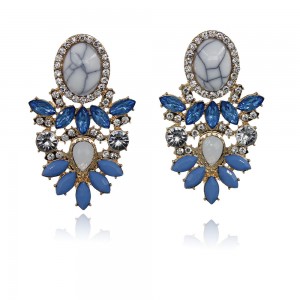 Wholesale Women Fashion Earrings Jewelry Crystal Rhinestone White Turquoise Earrings