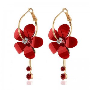 Fashion flower petal alloy acrylic diamond earrings jewelry accessories