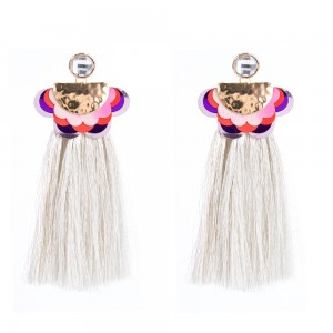 Ladies Earrings Wholesale Fashion Jewelry Metal Flower Sequins Tassel Boho Long Earrings