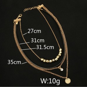 Personality Multi Layer Gold Chain Crystal Charm Simple Choker Necklace