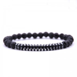 New Fashion Black Lava Stone Beaded Charm Bracelets Popular Copper Beads Bracelet For Men Gift