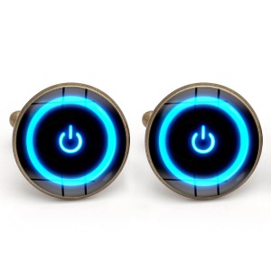 2019 new men and women creative power button gems cuffs cufflinks