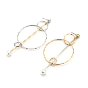 Fashion New Gold Earring Designs Pearl Geometric Circles Earring