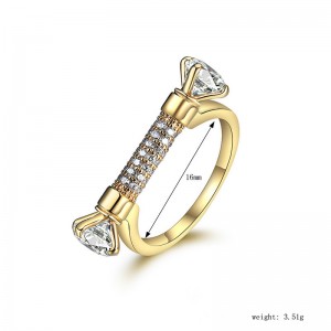 New Style 24K Gold D Shape AAA Cubic Zirconia Paved Wedding Ring