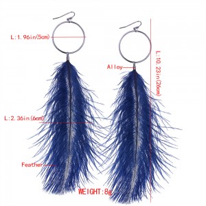 European and American Fashion Retro Big Circle Long Tassel Feather Earrings For Women