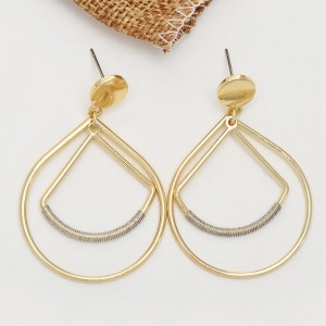 Fancy Gold Plated Metal Drop Earrings Triangle Circle Geometry Earrings