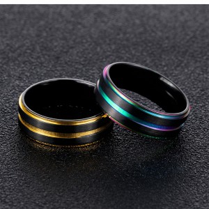 Wholesale Fashion Custom Mens Rainbow Color Stainless Steel Jewelry Ring