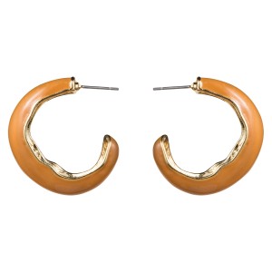WENZHE Stylish Women’s Zinc Alloy Gold Plated Half Circle Custom Enamel Earrings